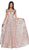 Cinderella Divine - CJ515 Plunging Illusion Beaded Lace Bodice Gown In Pink and Gold