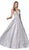 Cinderella Divine - CJ515 Plunging Illusion Beaded Lace Bodice Gown In Silver