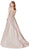 Cinderella Divine - CB0029 Glitter Plunging V-Neck A-Line Gown In Neutral