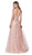 Cinderella Divine - KC888 Sleeveless Sheer Plunging Neck Glitter Gown  In Pink