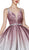 Cinderella Divine - CB0041 Ombre Glitter Deep V-neck Ballgown In Red and Silver