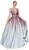 Cinderella Divine - CB0041 Ombre Glitter Deep V-neck Ballgown In Red and Silver