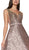 Cinderella Divine - CB0038 Plunging V-Neck Ombre Sequined Gown In Pink and Gold