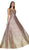 Cinderella Divine - CB0038 Plunging V-Neck Ombre Sequined Gown In Pink and Gold