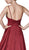 Cinderella Divine - CJ526 Sheer Plunging Neck Double Slit Satin Gown In Red