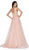 Cinderella Divine - KV1040 Embroidered Lace High Slit A-Line Gown In Pink