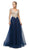 Cinderella Divine - UT262 Beaded Long Sleeves A-Line Dress In Blue and Neutral