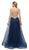 Cinderella Divine - UT262 Beaded Long Sleeves A-Line Dress In Blue and Neutral