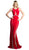 Cinderella Divine - 62806 Peaked Illusion Paneled Cutout Long Gown In Red