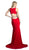 Cinderella Divine - 62806 Peaked Illusion Paneled Cutout Long Gown In Red