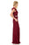 Lenovia - 5157 Cap Sleeve Draped Lace Long Sheath Dress In Red