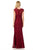 Lenovia - 5157 Cap Sleeve Draped Lace Long Sheath Dress In Red