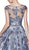 Cinderella Divine - CR830 Glitter Floral Illusion Scoop Ballgown In Blue