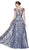 Cinderella Divine - Glitter Floral Illusion Scoop Ballgown CR830 In Blue