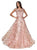 Cinderella Divine - CR830 Glitter Floral Illusion Scoop Ballgown In Pink and Gold