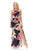Lenovia - 5181 Floral Printed Halter Trumpet Dress With Slit In Blue and Print