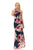 Lenovia - 5181 Floral Printed Halter Trumpet Dress With Slit In Blue and Print