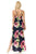 Lenovia - 5181 Floral Printed Halter Trumpet Dress With Slit In Blue and Print