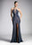Cinderella Divine - CF279-2 Metallic Halter Mermaid Gown with Slit In Blue