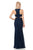 Lenovia - 5170 Lace Plunging V-Neck Evening Dress In Blue