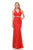 Lenovia - 5170 Lace Plunging V-Neck Evening Dress In Red