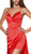 Cinderella Divine - CF343 Gathered V-Neck High Low Dress In Red
