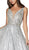 Cinderella Divine - CR836 Beaded Plunging V-Neck Evening Dress In Silver
