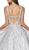Cinderella Divine - CR836 Beaded Plunging V-Neck Evening Dress In Silver