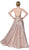 Cinderella Divine - CJ510 Ruched Bodice High Slit Glitter Gown In Pink and Gold