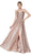 Cinderella Divine - CJ510 Ruched Bodice High Slit Glitter Gown In Pink and Gold
