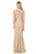 Lenovia - 5157 Cap Sleeve Draped Lace Long Sheath Dress In Gold