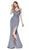 Cinderella Divine - CS035 Beaded Evening Dress with Slit In Gray