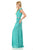 Lenovia - 5157 Cap Sleeve Draped Lace Long Sheath Dress In Green