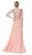 Cinderella Divine - ML937 Beaded Floral Lace Ornate Chiffon Gown In Pink and Orange