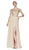 Cinderella Divine - ML937 Beaded Floral Lace Ornate Chiffon Gown In Neutral and Yellow