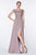 Cinderella Divine - ML937 Beaded Floral Lace Ornate Chiffon Gown In Purple and Neutral