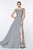 Cinderella Divine - ML937 Beaded Floral Lace Ornate Chiffon Gown In Silver