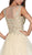 Cinderella Divine - CD0136 Beaded Lace Illusion Neckline Tulle Gown In Neutral and Yellow