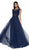 Cinderella Divine - CD0136 Beaded Lace Illusion Neckline Tulle Gown In Blue