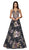 Cinderella Divine - ML924 Floral Plunging V-Neck Evening Gown In Black