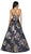 Cinderella Divine - ML924 Floral Plunging V-Neck Evening Gown In Black