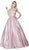 Cinderella Divine - KC880 Floral Square Pleated Ballgown In Pink