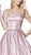 Cinderella Divine - KC880 Floral Square Pleated Ballgown In Pink
