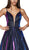 Cinderella Divine - CJ506 Metallic Iridescent Plunging Sweetheart Gown In Blue and Purple