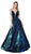 Cinderella Divine - CJ506 Metallic Iridescent Sleeveless Plunging Sweetheart Gown In Blue and Green