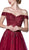 Cinderella Divine - CM303 Off Shoulder Lace Corset A-Line Gown In Red