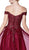 Cinderella Divine - CM303 Off Shoulder Lace Corset A-Line Gown In Red