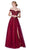 Cinderella Divine - CM303 Off Shoulder Lace Corset A-Line Gown In Red