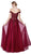 Cinderella Divine - CM303 Off Shoulder Lace Corset A-Line Gown In Red