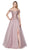 Cinderella Divine - CM303 Off Shoulder Lace Corset A-Line Gown In Pink